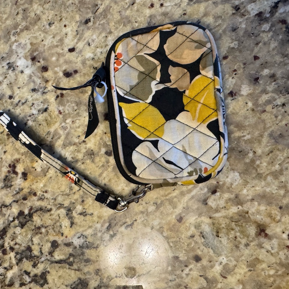 Vera Bradley Floral Wristlet - Yellow, Black, White